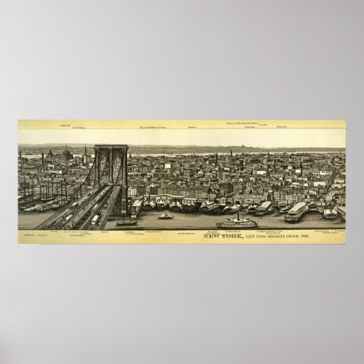 Scarce 1880 Brooklyn NY Panorama Poster (Vorne)