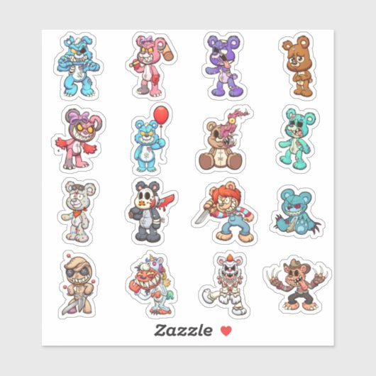 Scare Bears - Zombie-Horror Aufkleber (Blatt)