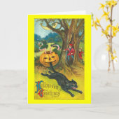 Scare-Dy Cat Halloween Gruß Karte (Gelbe Blume)