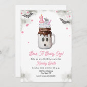 Scare One 1. Geburtstag Pink Ghost Milkshake Einladung (Vorne/Hinten)