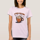 Scare-puccino Funny Halloween Cappuccino Pun T-Shirt (Vorderseite)