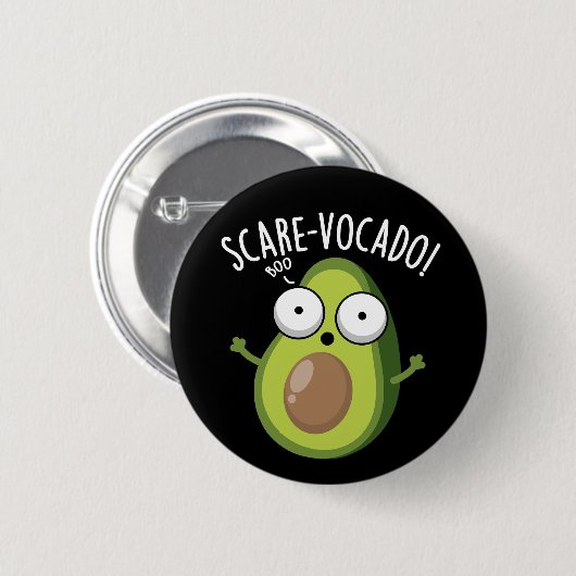 Scare-vocaco Funny Avocado Pun Dark BG Button (Vorne & Hinten)