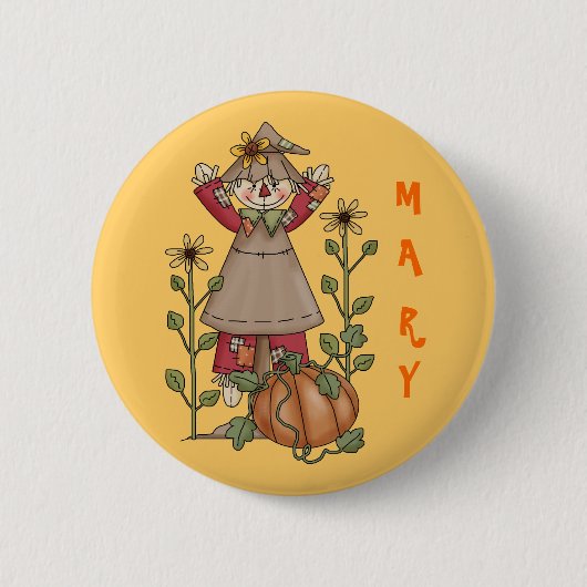Scarecrow 1 Pumpkin Fall Sonnenblumen Button (Vorderseite)