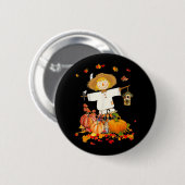 Scarecrow Autumn Hello Fall Pumpkin Thanksgiving H Button (Vorne & Hinten)