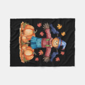 Scarecrow Autumn Hello Fall Pumpkin Thanksgiving H Fleecedecke (Vorderseite (Horizontal))