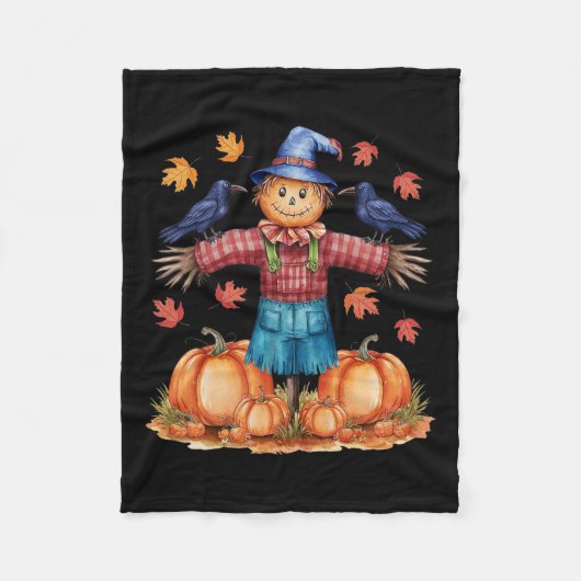 Scarecrow Autumn Hello Fall Pumpkin Thanksgiving H Fleecedecke (Vorderseite)