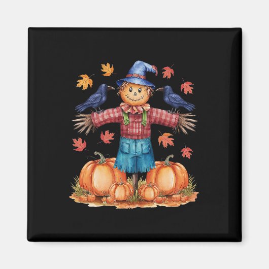 Scarecrow Autumn Hello Fall Pumpkin Thanksgiving H Magnet (Vorne)
