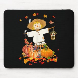 Scarecrow Autumn Hello Fall Pumpkin Thanksgiving H Mousepad