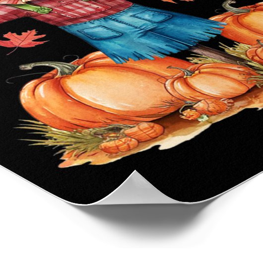 Scarecrow Autumn Hello Fall Pumpkin Thanksgiving H Poster (Ecke)