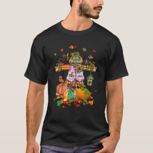 Scarecrow Autumn Hello Fall Pumpkin Thanksgiving H T-Shirt