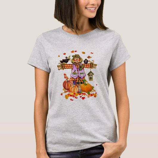 Scarecrow Autumn Hello Fall Pumpkin Thanksgiving T-Shirt (Vorderseite)