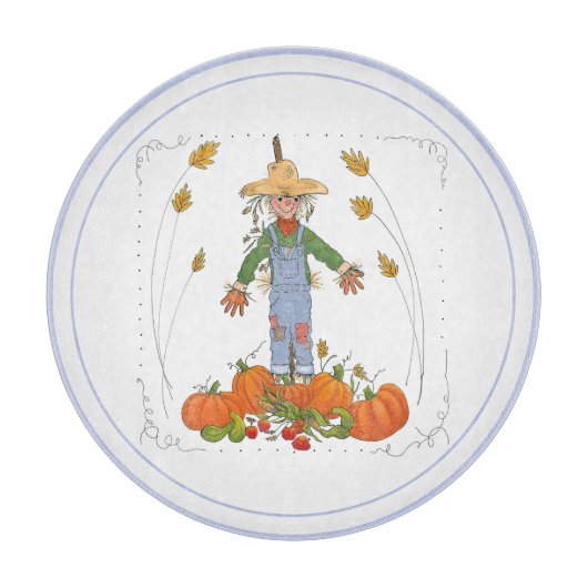 Scarecrow Fall Harvest Pumpkin Patch Farbe Schneidebrett (Vorderseite)
