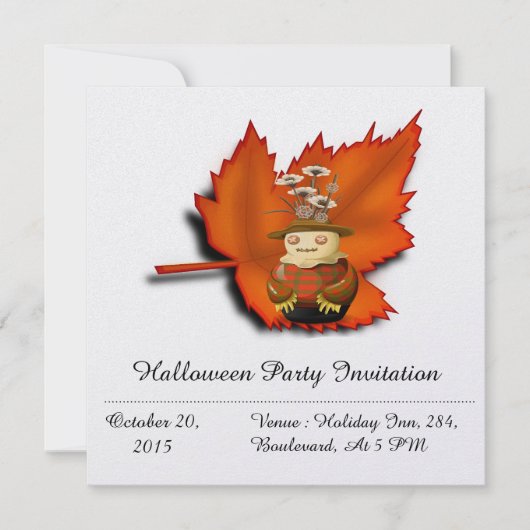 Scarecrow Fall Maple Foliage Party Einladung (Vorderseite)