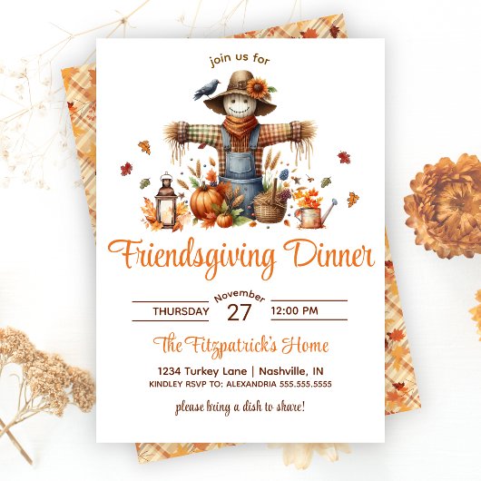 Scarecrow Friendsgiving Fest Erntedank Dinner Einladung