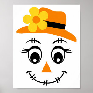 Scarecrow-Gesicht Niedlich Halloween Jungs Mädchen Poster