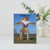Scarecrow Halloween Holiday Postcard Feiertagspostkarte (Stehend Vorderseite)