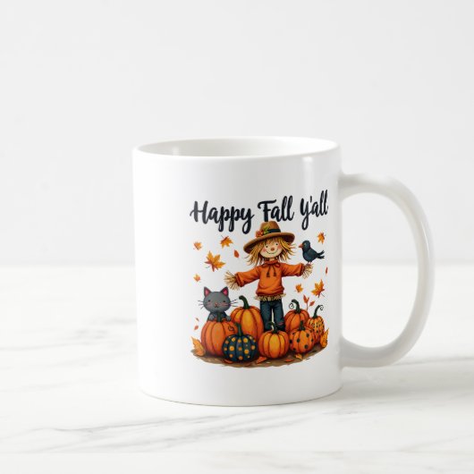Scarecrow Happy Fall Y'all Erntedank Halloween Kaffeetasse (Rechts)