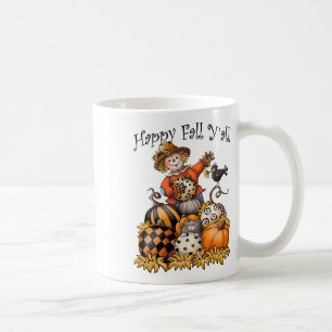 Scarecrow Happy Fall Y'all Pumpkin Erntedank Ha Kaffeetasse