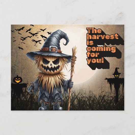 Scarecrow Harvest Hunter Halloween Postkarte (Vorderseite)