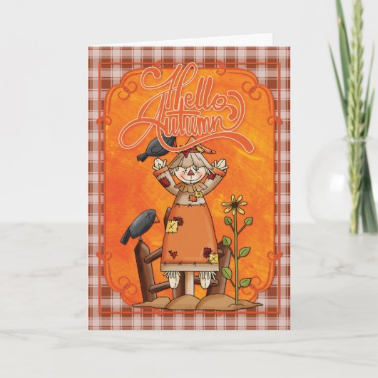 Scarecrow Hello Autumn Grußkarte Karte (Vorderseite)