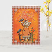 Scarecrow Hello Autumn Grußkarte Karte (Gelbe Blume)