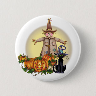 SCARECROW, JACK & CAT by SHARON SHARPE Button