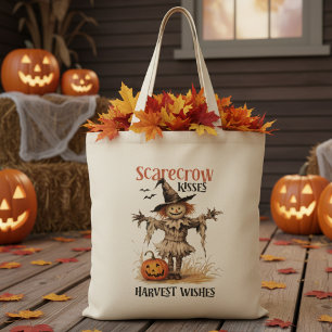 Scarecrow Kisses und Ernte wünscht Herbst Tragetasche