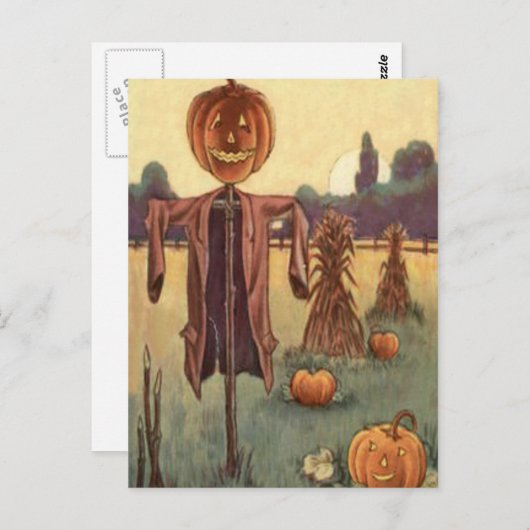 Scarecrow Kürbislaterne Pumpkin Postkarte (Vorne/Hinten)