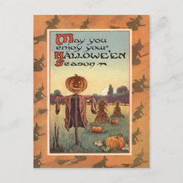 Scarecrow Kürbislaterne Pumpkin Postkarte