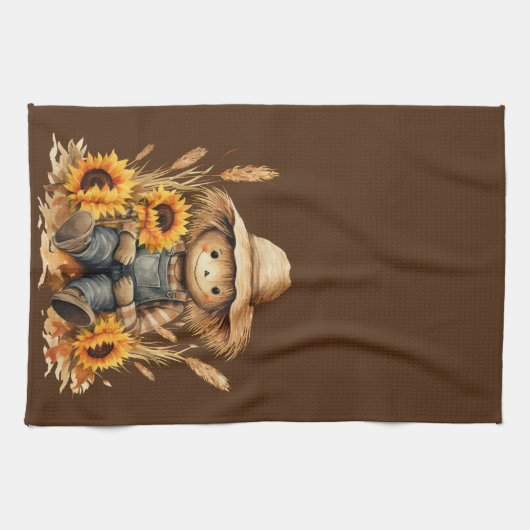 Scarecrow.mit Sonnenblumen Geschirrtuch (Horizontal)
