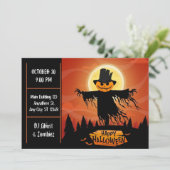 Scarecrow Moonlight Halloween-Party Einladung (Stehend Vorderseite)