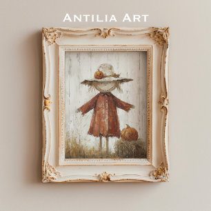 Scarecrow Portrait Painting Vintag Strohman Poster