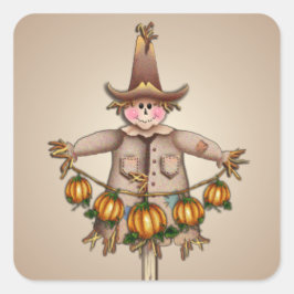 SCARECROW & PUMPKIN GARLAND VON SHARON SHARPE QUADRATISCHER AUFKLEBER