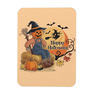 Scarecrow Pumpkin Halloween Rustic Vibes Art Magnet