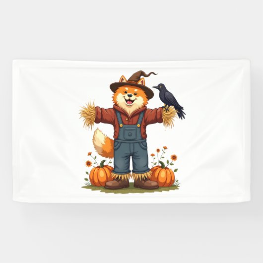 Scarecrow Samoyed Dog Banner (Horizontal)
