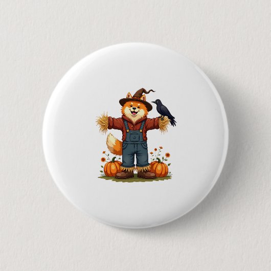 Scarecrow Samoyed Dog Button (Vorderseite)