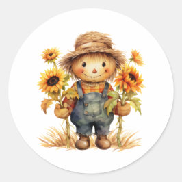 Scarecrow Sonnenblume Runder Aufkleber