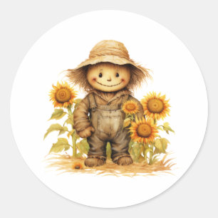 Scarecrow Sonnenblume Runder Aufkleber