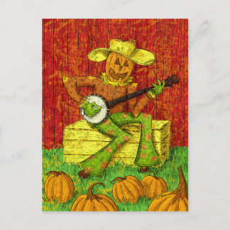 Scarecrow spielt Banjo-Malerei Postkarte