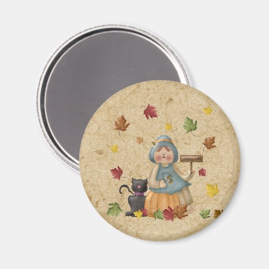 Scarecrow und seine schwarze Katze Magnet (Vorderseite/Rückseite)
