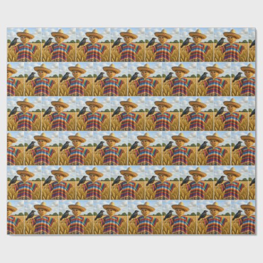 Scarecrow Wearing a Sombrero and Poncho Geschenkpapier (Flach)