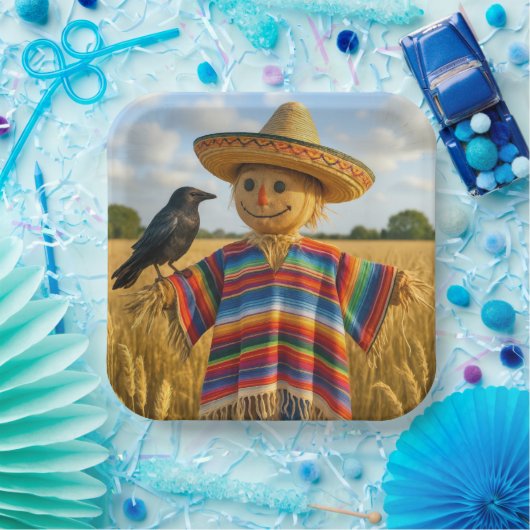 Scarecrow Wearing a Sombrero and Poncho Pappteller (Party)