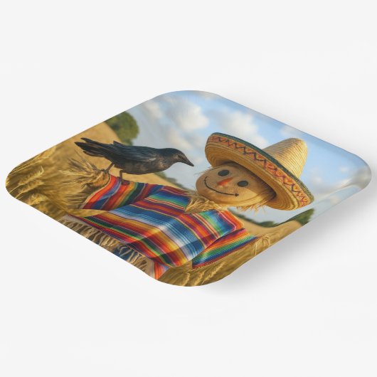 Scarecrow Wearing a Sombrero and Poncho Pappteller (Gewinkelt)