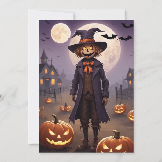 Scarecrow's Spooky Harvest - Halloween-Geschenkkar Feiertagskarte (Vorderseite)