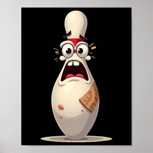 Scared Button Funny Bowling Lover Bowlers Grafik f Poster (Vorne)