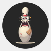 Scared Button Funny Bowling Lover Bowlers Grafik f Runder Aufkleber (Vorderseite)