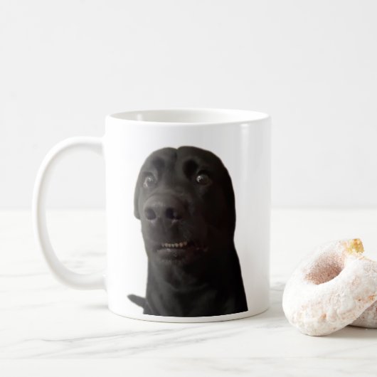 Scared Dog Meme Tasse doppelseitig (Mit Donut)