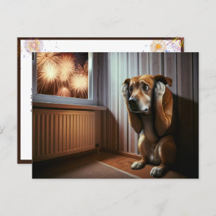 Scared Dog Watching Fireworks Postkarte