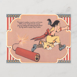 Scared Girl Firecracker Fireworks Postkarte