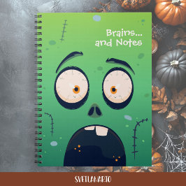 Scared Green Zombie Halloween Spiral Notebook Notizblock